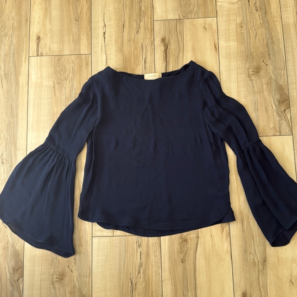 Nicole Miller silk bell sleeve blouse